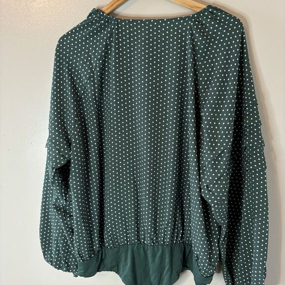 Draper James RSVP Bodysuit Green Polka Dot Ruffle Sleeves Sz XXL - Picture 8 of 8